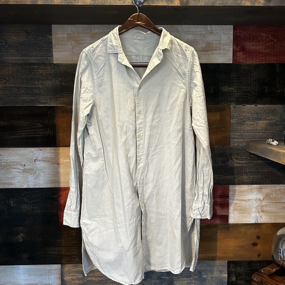 CP Shades Button-Up Tunic Shirt Womens M White Cotton Hi-Lo Hem Long Sleeve